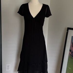 H&M Black Sheath Midi Dress with Flutter Sleeves
